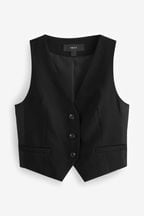 Black Tailored Crepe Waistcoat