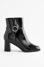 Black Forever Comfort® Square Toe Heeled Ankle Boots
