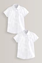 White Regular Fit 2 Pack Short Sleeve School Shirts (3-18yrs)