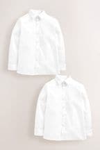 White 2 Pack Long Sleeve Stretch School Shirts (3-16yrs)