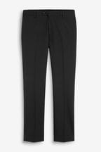 Black Slim Wool Mix Textured Suit: Trousers