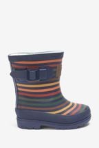 Muted Stripe Warm Lined Buckle Wellies