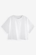 White Boxy Short Sleeve Basic T-Shirt (3-16yrs)