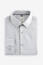 Light Grey Slim Fit Easy Care Textured Shirt