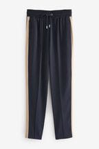 Navy Blue/ Camel Side Stripe Taper Trousers