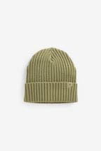 Khaki Green Rib Beanie Hat (1-16yrs)