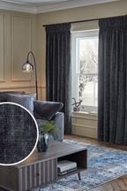 Slate Blue Atelier-lumieresShops Collection Luxe Plush Chenille Pencil Pleat Lined Curtains