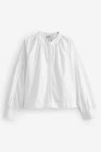 White Long Sleeve Cotton Poplin Blouse