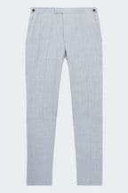 Reiss Soft Blue Lagoon Slim Fit Linen Adjustable Trousers