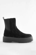 Black Chelsea Chunky Flatform Ankle Boots