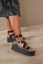 Black Ultra Chunky Flatform Sandals