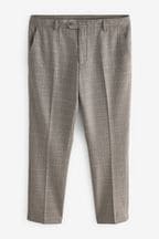 Taupe Skinny Fit Trimmed Check Suit: Trousers