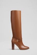 LK Bennett Shelby Leather Knee-High Brown Boots