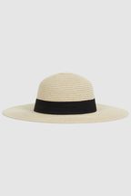 Reiss Natural Lexi Woven Wide Brim Hat