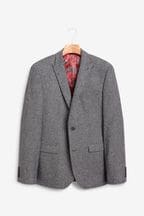 Grey Slim Fit Wool Donegal Suit Jacket