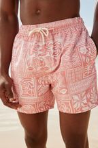 Light Pink Artisan Regular Fit Printed Swim Shorts