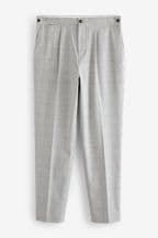 Grey Check Slim Button Side Adjuster Trousers
