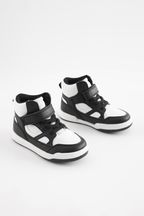 Monochrome Elastic Lace Touch Fastening High Top Trainers