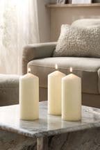 Set of 3 Cream Unscented Pillar Candles