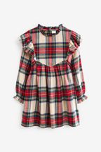 Cream/Red Tartan Ruffle Check Oxbow Dress (3-16yrs)