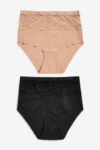 High Waist Lace Tummy Control Light Shaping Knickers 2 Pack