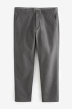 Grey Dark Straight Fit Stretch Chinos Trousers