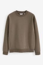 Light Brown Regular Fit Jersey Cotton Rich Crew Sweatshirt