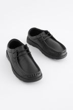 Black Black School Leather Lace-Up Shoes