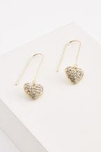 Gold Tone Recycled Metal Sparkle Heart Pull Through Earrings