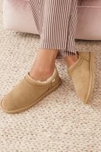 Chestnut Brown Suede Faux Fur Lined Shoot Slippers