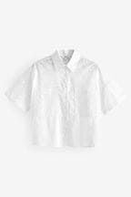 White Broderie Mix Short Sleeve Shirt
