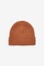 Rust Brown Flat Knit Beanie Hat (3mths-16yrs)