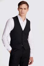 MOSS Black Slim Stretch Suit: Waistcoat