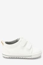 White Two Strap Baby Pram Shoes (0-24mths)