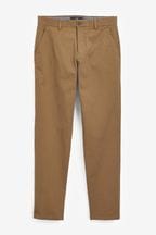 Tan Brown Straight Stretch Chinos Trousers