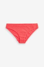 Coral Pink Rib High Leg Bikini Bottoms