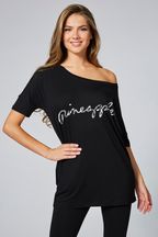 Pineapple Black Loose Fit Jersey T-Shirt