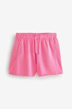 Fluro Pink Raw Edge Washed Jersey Shorts
