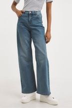 Simply Be Blue Mid 24/7 Wide Leg Jeans