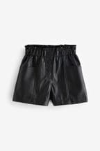Black Black PU Shorts (3-16yrs)