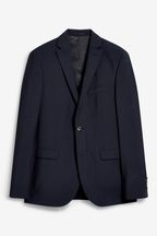 Navy Blue Slim Signature Tollegno Italian Wool Suit Jacket