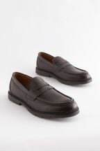 Brown Tumbled Leather Saddle Loafers