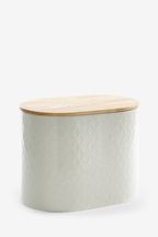 White Embossed Geo Bread Bin