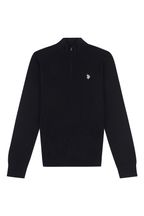 U.S. Pro Polo Assn. Mens Funnel Neck Quarter Zip Knit Black Sweatshirt