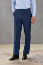 Blue Regular Fit Signature Tollegno Wool Suit: Trousers
