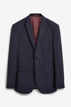 Navy Blue Regular Fit Signature Tollegno Italian Wool Suit Jacket