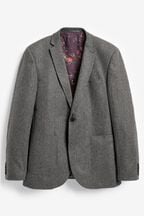 Grey Tailored Nova Fides Wool Herringbone Suit Jacket