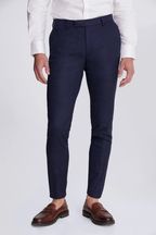 Skinny/Slim Fit Blue Twisted Suit: Trousers