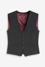 Black Wool Mix Textured Suit Waistcoat