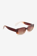 Brown Slim Rectangle Sunglasses